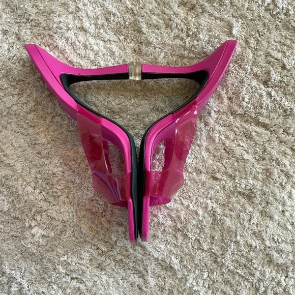 Black Suede Studio Pink PVC Heel - Picture 4 of 6